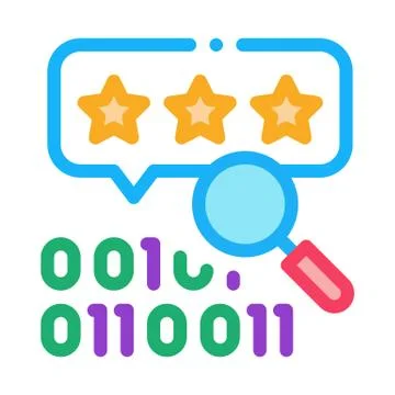 Binary code research and assessment icon vector outline illustration Stock Illustration