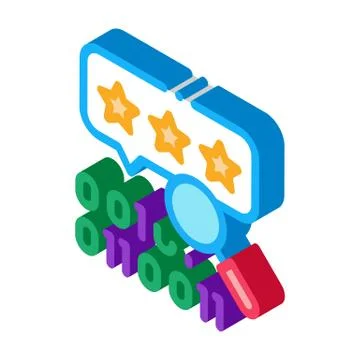 Binary code research and assessment isometric icon vector illustration Stock Illustration