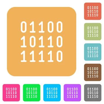 Binary code rounded square flat icons Stock Illustration