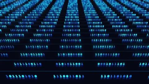 Binary code in a row, data processing, bit and byte, big data, datacenter. Stock Footage 324861984