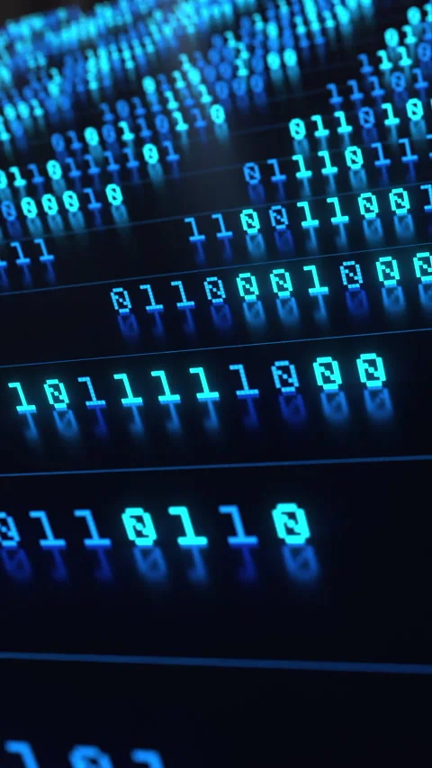Binary code in a row, data processing, bit and byte, big data, encryption. Stock Footage 324862071