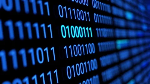 Binary code. The running blue numbers. Stock Footage 72634248