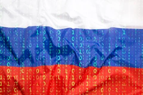 Binary code with Russia flag, data protection concept イラスト素材