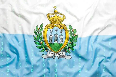 Binary code with San Marino flag, data protection concept Stock Illustration