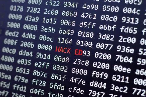 Binary code screen close up Stock Photos