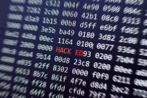 Binary code screen close up Foto stock