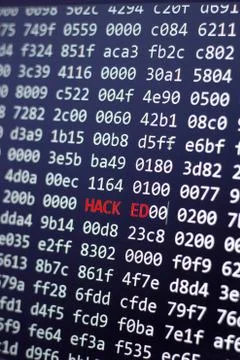 Binary code screen close up Stock Photos