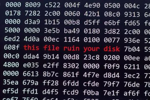 Binary code screen close up Stock Photos