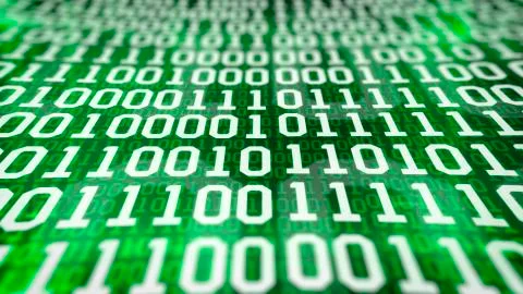 Binary code screen. Closeup. 스톡 일러스트