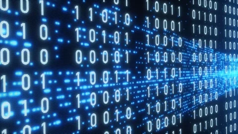 Binary code on the screen, digital reflections, bits and bytes. 库存影片 337051857