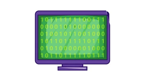 Binary code on screen icon animation Stock Footage 157175113