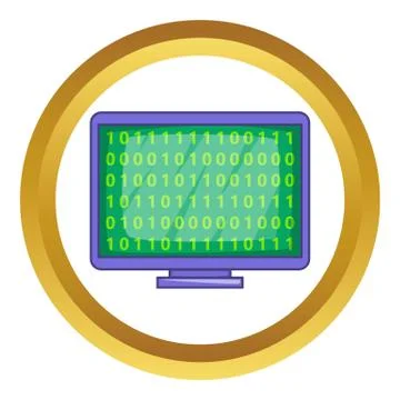 Binary code on screen icon Illustrazione stock