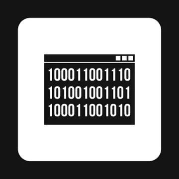 Binary code on screen icon, simple style Stock Illustration