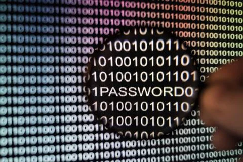 Binary code screen Foto stock