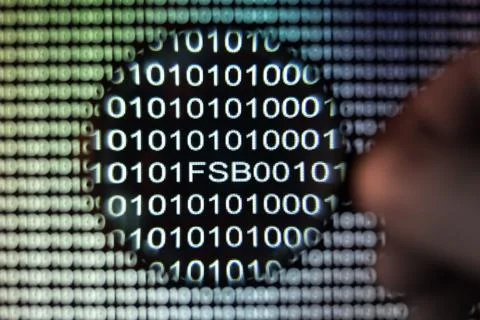 Binary code screen Foto stock