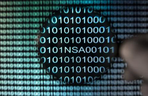 Binary code screen Stock Photos
