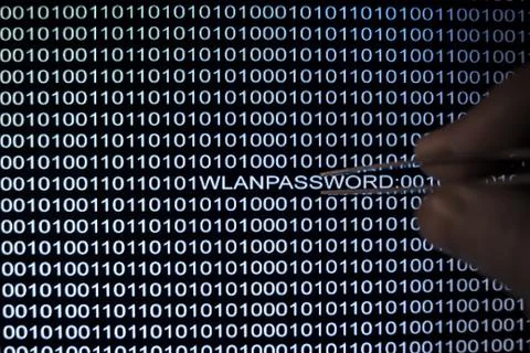 Binary code screen Stock Photos