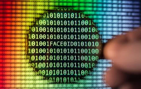Binary code screen Stock Photos