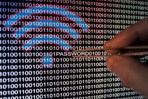 Binary code screen Foto stock