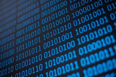 Binary code on screen Foto stock