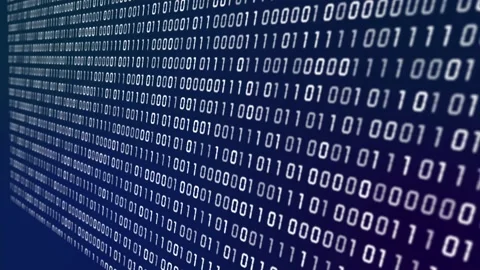 The binary code scrolls across the screen Stock Footage 169834353