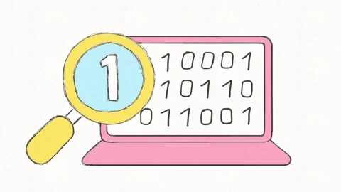 Binary Code Search and Data Analysis Animation Stock Footage 341802236