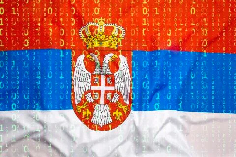 Binary code with Serbia flag, data protection concept イラスト素材