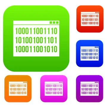 Binary code set collection Stock Illustration