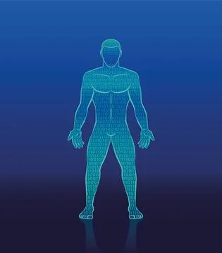 Binary Code Silhouette Cyber Man Human Ones Zeros Stock Illustration