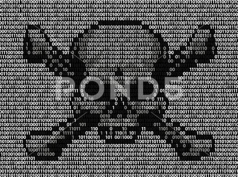 Binary Code Skull and Crossbones 스톡 일러스트