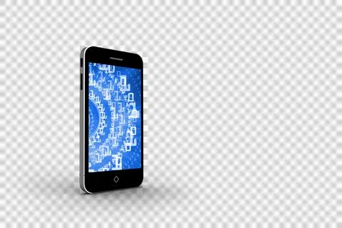 Binary code on smartphone screen Illustrazione stock