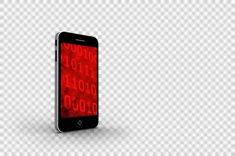 Binary code on smartphone screen 스톡 사진