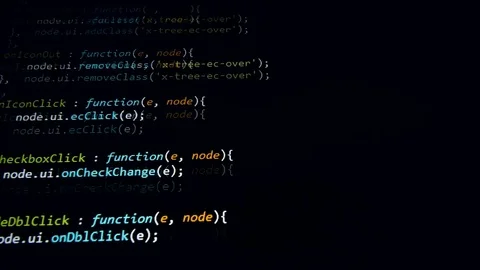 Binary code, software data digital display moving on computer screen. 4K Stock Footage 75645336