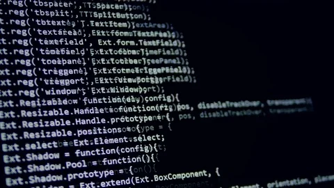 Binary code, software data digital display moving on computer screen. 4K Stock Footage 75869435