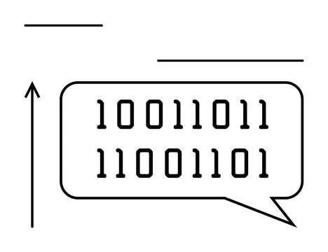 Binary Code Speech Bubble with Minimalistic Design and Arrow Symbols Stockillustratie