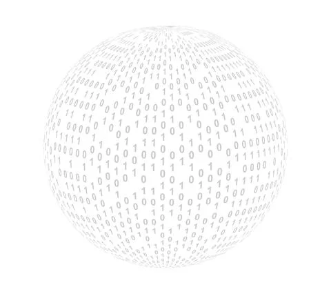 Binary code sphere. Cyberspace sphere with binary code. Coding or hacker concept Stock Illustration