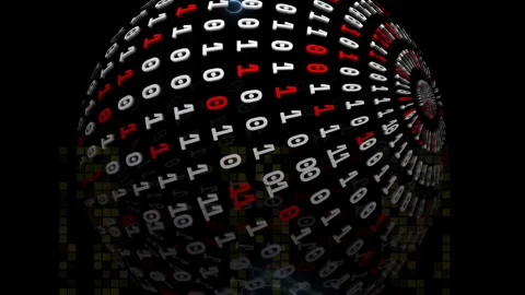 Binary code sphere with digital circuits and data processing animation Stock Footage 313339535