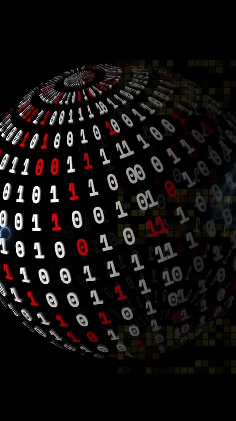 Binary code sphere with digital circuits and data processing animation 動画素材 320150314