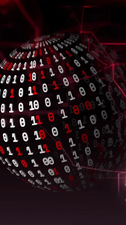 Binary code sphere rotating over red digital network animation Stock Footage 320150330
