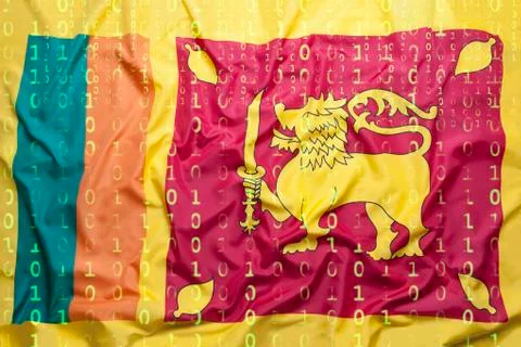 Binary code with Sri Lanka flag, data protection concept イラスト素材