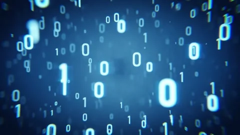 Binary code stream flowing on blue background Stock-Footage 347877220