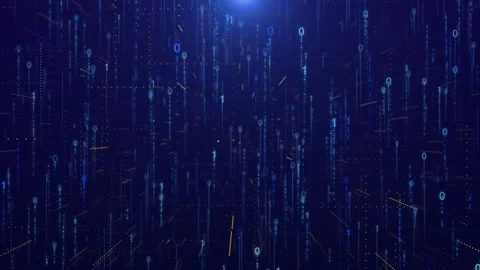 Binary Code Stream Rising Through Digital Matrix Stock Footage 314196009