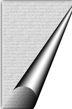 Binary code stream on white background with curved corner Stock Illustration