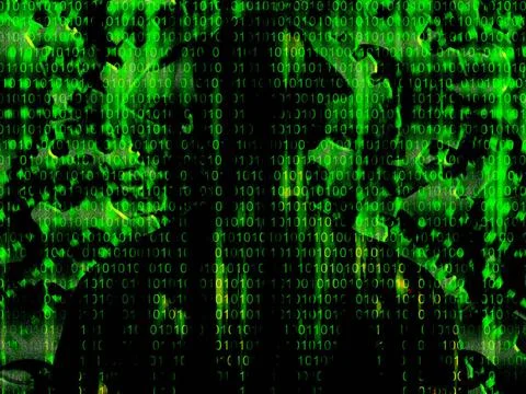 Binary code streaming Binary code streaming with gears Copyright: xZoonar.... 写真素材