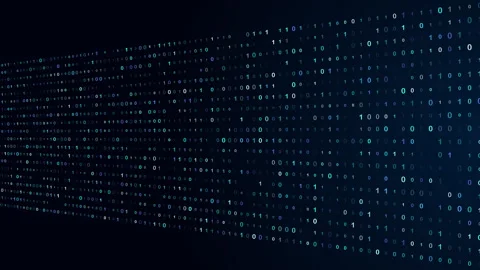 Binary code streaming motion background Stockbeeldmateriaal 348473083