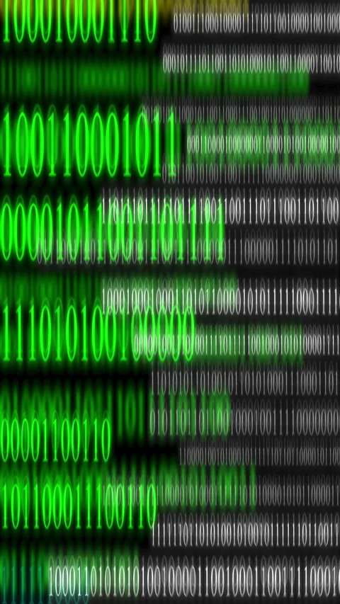 Binary code streams in green, blue, white - futuristic digital data flow loop Stock Footage 284476953