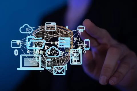 A Binary Code String Aggregation Rises.Big data Convergence. Foto stock