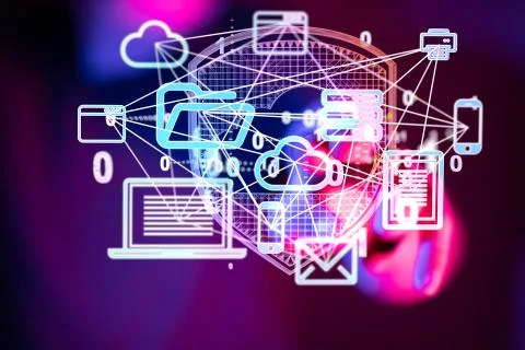 A Binary Code String Aggregation Rises.Big data Convergence. Stock Photos