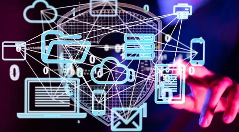 A Binary Code String Aggregation Rises.Big data Convergence. 스톡 사진