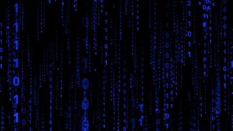 Binary code strings. Matrix style backdrop in blue. Stock Footage 258885543